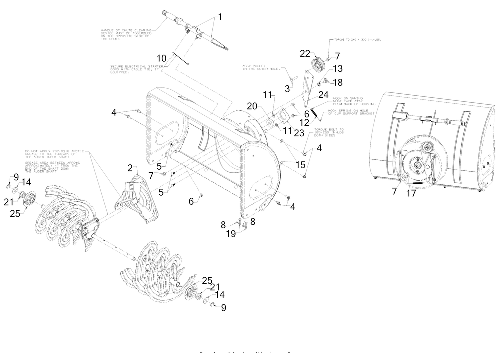 Impeller Diagram and Parts List for 2X26-INCHHP (31AM5CVS710)(2017) Cub Cadet Snow Blower